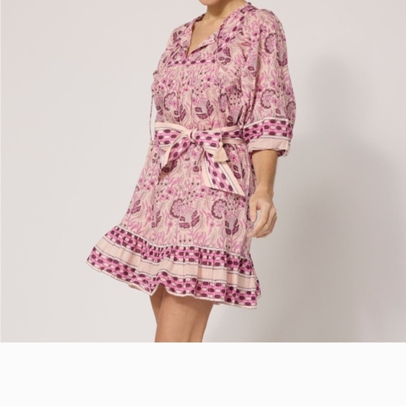 Pink Patterned Women's Dress - Picture 1 of 3